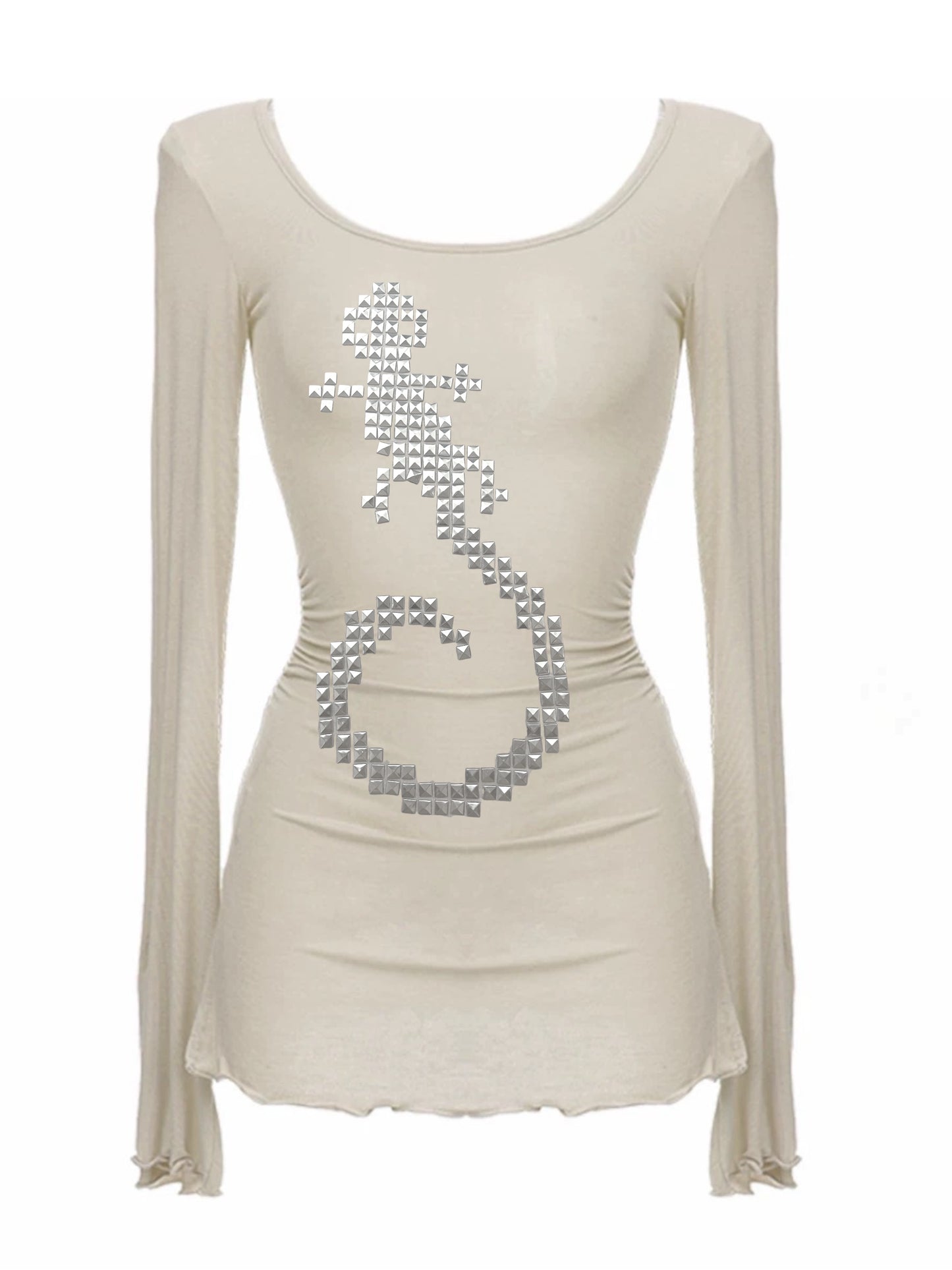 Pixel Gecko Stud Top Cream